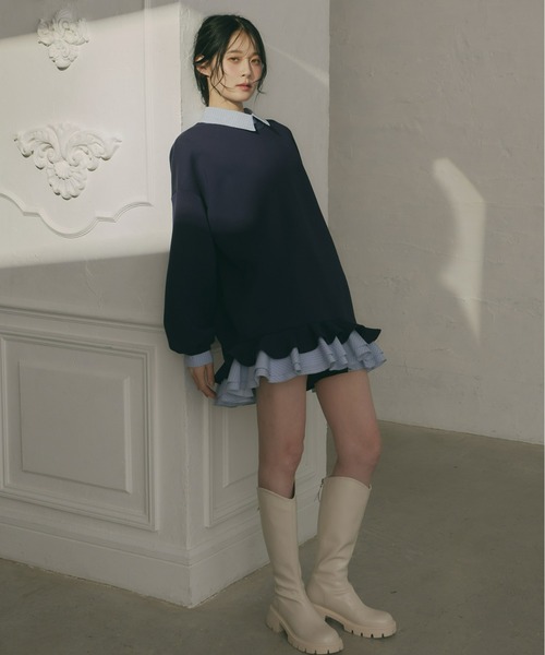 Olu.（オルドット）の「フリルレイヤードダンボールスウェット