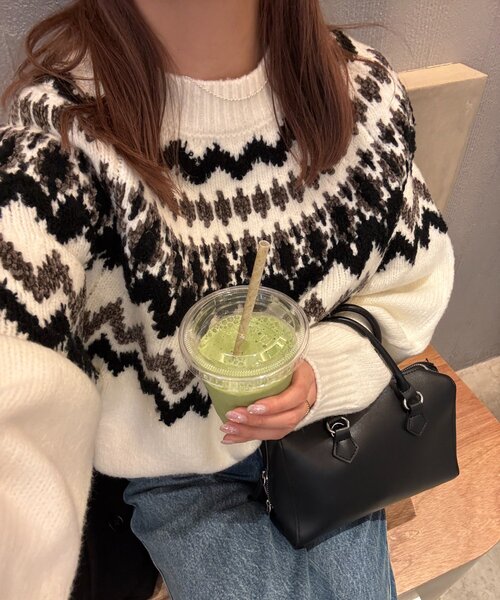 セール】【ユニセックス】求心柄オーバーニット（ニット/セーター