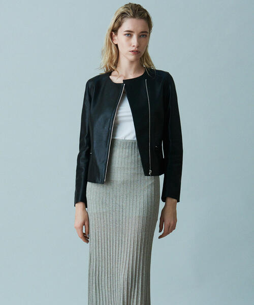 ラムレザー ノーカラージャケット（ライダースジャケット）｜DES PRES