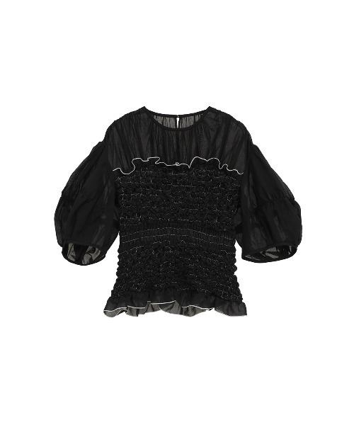 セール】COLOR STITCHED SHIRRING TOPS（シャツ/ブラウス）｜CLANE