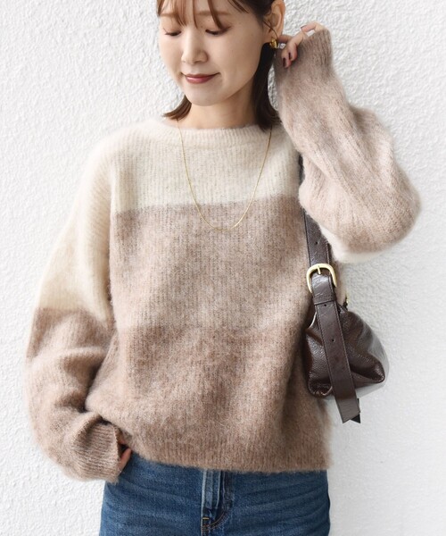 セール】【WEB限定】〈手洗い可能〉モヘヤ混 グラデーション ニット