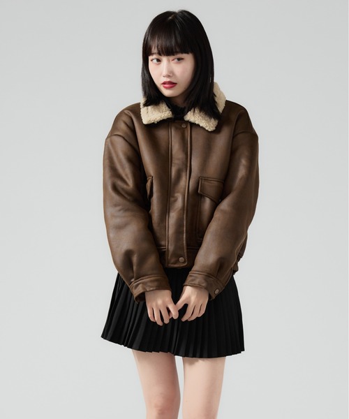 Boa Liner Fake Leather Blouson / 襟ボア レザージャケット（ブルゾン