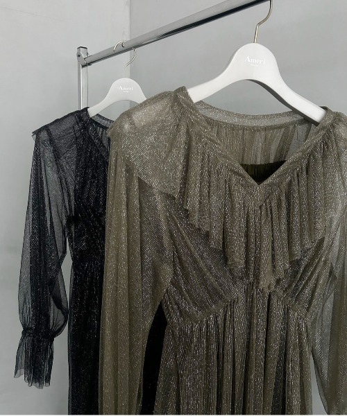 Ameri（アメリ）の「GLITTER FRILL COLLAR DRESS（ワンピース）」 - WEAR