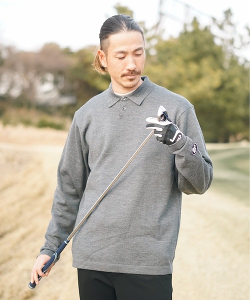 セール】【Fortune Island Golf】L/S Wool Polo/ウールポロシャツ