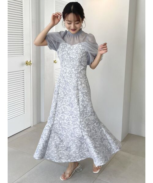 シアーベールジャカードワンピース ベージュsmall dazzlin（ダズリン