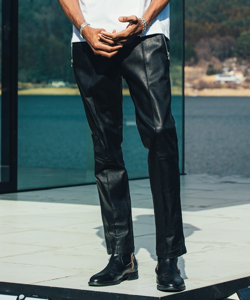 CRIMIE（クライミー）の「STRETCH SPANISH LAMB LEATHER TRACK PANTS