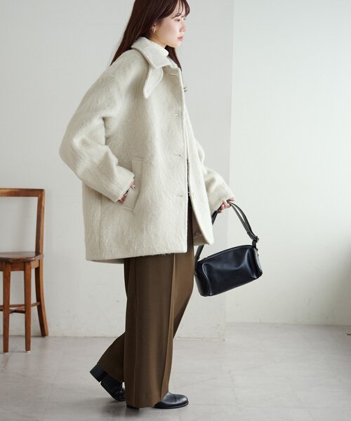 セール】【着こなしやすい】ステンカラーシャギーミドルコート（その他