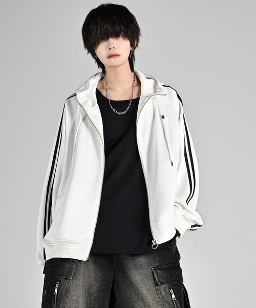 line sleeve track zip parker jacket / ラインスリーブトラックジップ