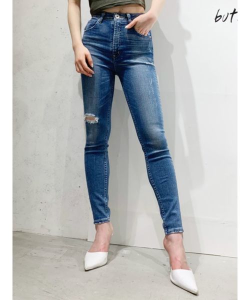 GYDA（ジェイダ）の「various ripped H/W スキニーデニムパンツ