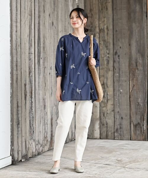 ブーケ刺繍7分袖ブラウス（シャツ/ブラウス）｜rps（アールピーエス