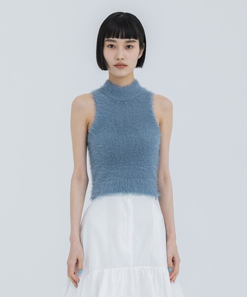 CLANE/クラネ】SHAGGY AMERICAN SLEEVE KNIT TOPS/シャギーアメリカン
