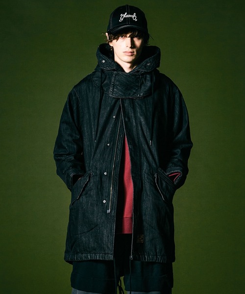 glamb（グラム）の「Denim High Neck Mods Coat / デニムハイネック