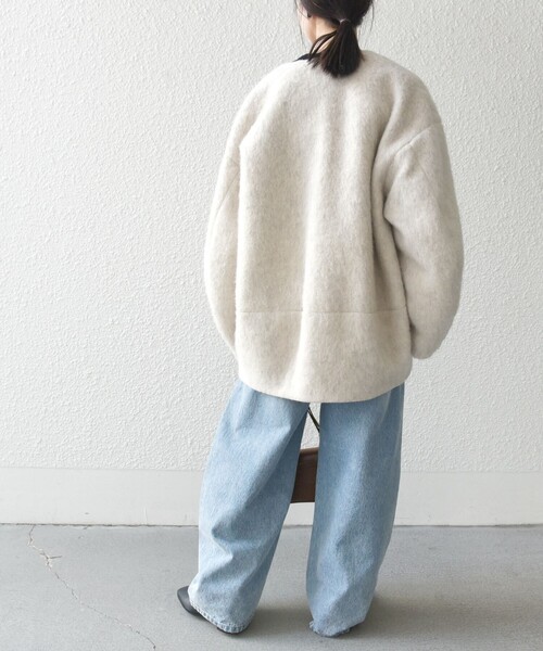 SHIPS any: シャギー ノーカラー コクーン コート（ノーカラーコート