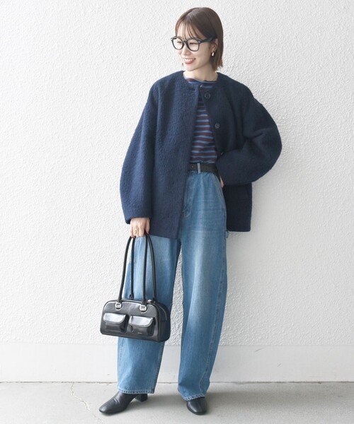 SHIPS any: シャギー ノーカラー コクーン コート（ノーカラーコート