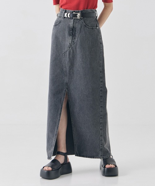 残りわずか！】バッグケミカルデニムスカート｜ウォッシャブル（デニム