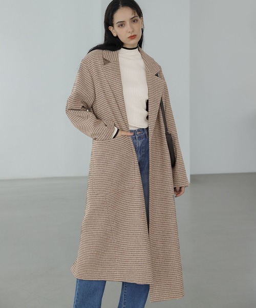 LAKOLE（ラコレ）の「ガンクラブチェックオーバーサイズコート