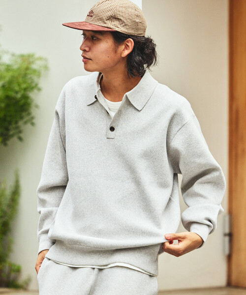 セール】ウォッシャブル スウェットライク ポロカラーニット/静電気