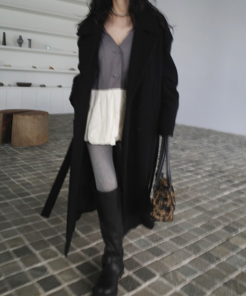 セール】WIDE SHOULDER WOOL CHESTER COAT（チェスターコート）｜Ameri