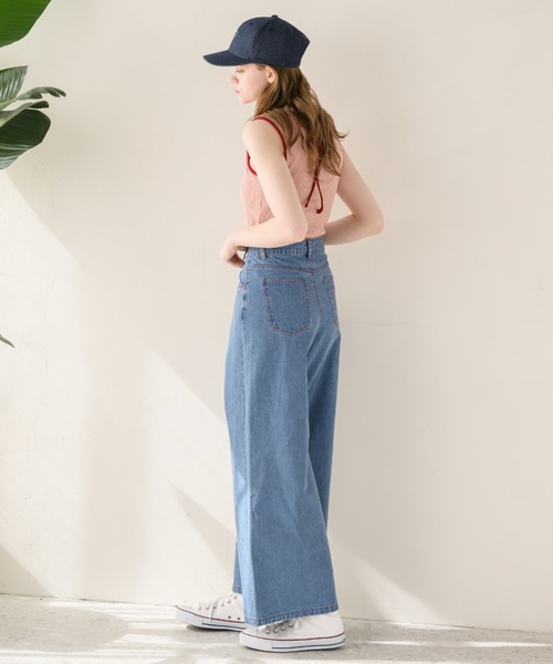 idem（イデム）の「heart tuck wide denim/タックデニムパンツ【S