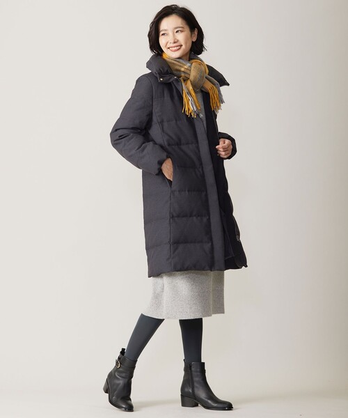 J.PRESS（ジェイプレス）の「千鳥&グレンチェック ロング ダウン