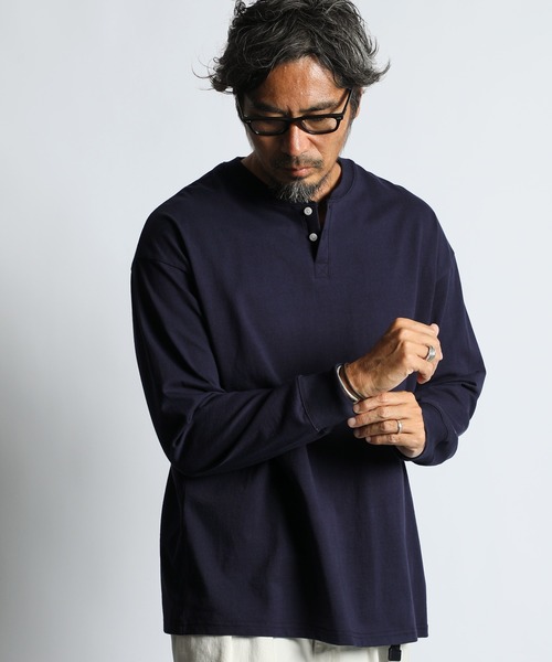 8oz HEAVY WEIGHT OVER SIZE L/SL HENLEY TEE：8オンス ヘビーウェイト