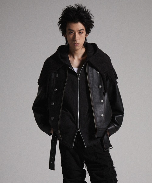 GRANCY】Knit Layered Design Zip Hoodie / ニットレイヤードデザイン