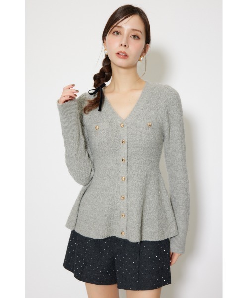 2WAYペプラムニットカーディガントップス 秋服 冬服（ニット/セーター