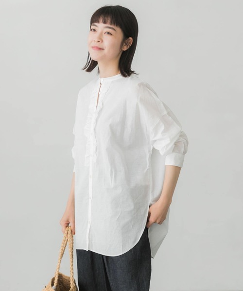 かぐれ（カグレ）の「コットンリネンフリルブラウス（シャツ/ブラウス