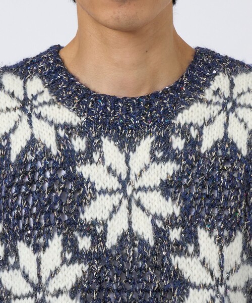 BED J.W. FOR/ベッドフォード】Snow Pattern Crew Neck Knit（ニット