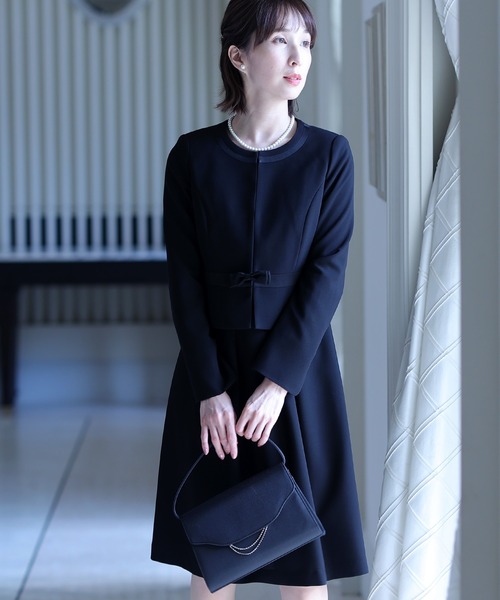 リボンスカートフォーマル大きいサイズ＆卒業式ノーカラージャケット