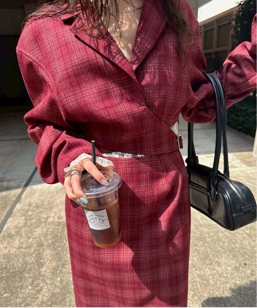 Ameri（アメリ）の「WAIST CROSS CHECK DRESS（ワンピース）」 - WEAR
