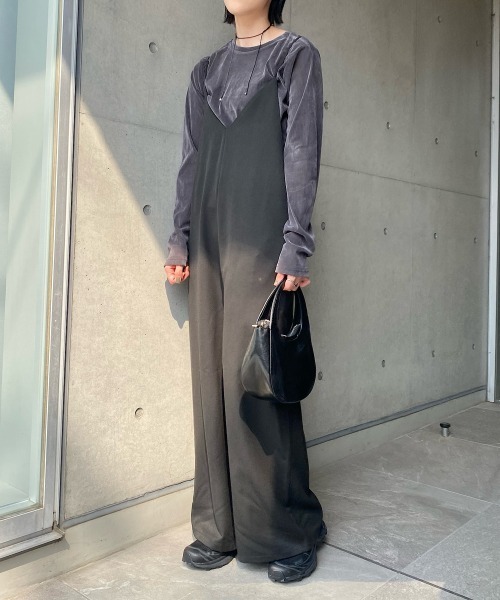 セール】【3サイズ展開】きれいめツイルワイドキャミサロペット