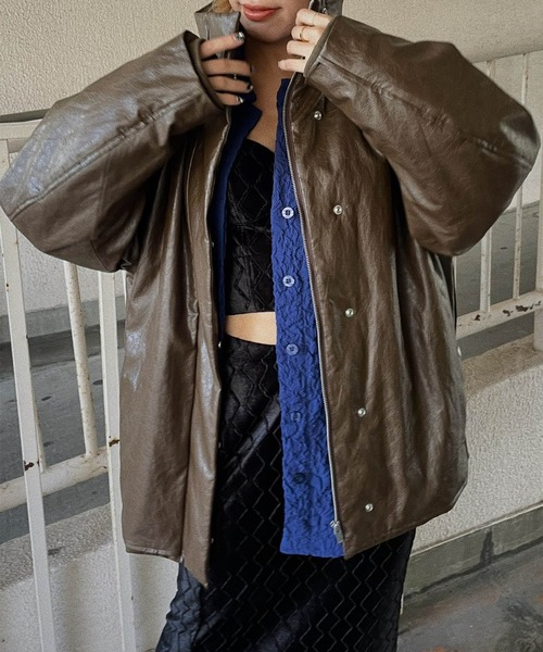 Ameri（アメリ）の「PASTING LIKE SYNTHETIC LEATHER JACKET（その他