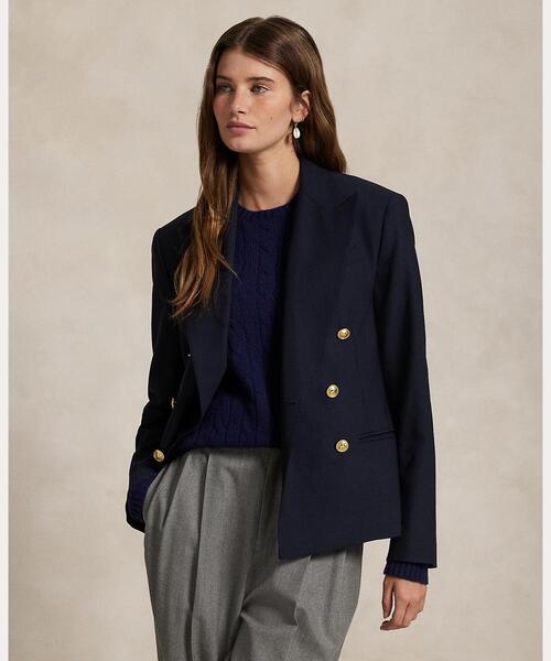 ダブルブレステッド ストレッチウール ブレザー（テーラードジャケット