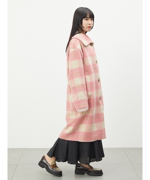 FURFUR（ファーファー）の「シャギーチェックコート（ステンカラー