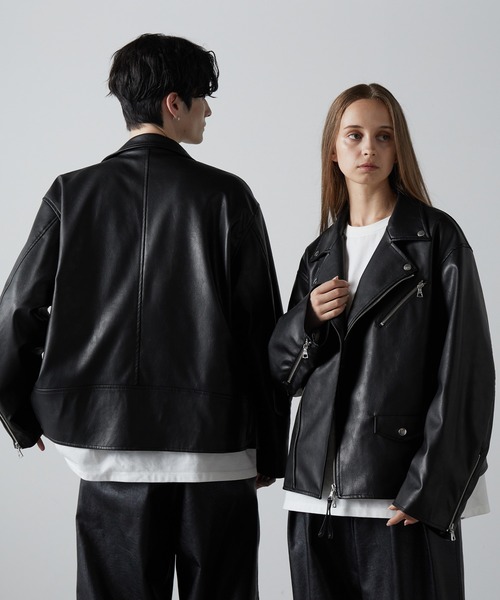 CLEL】2way Rider's Jacket/合皮 2wayライダースジャケット