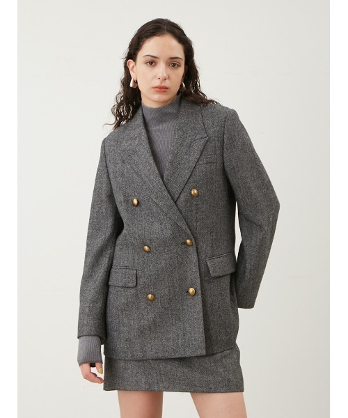 Mila Owen（ミラオーウェン）の「金釦ダブルブレストツイードロング