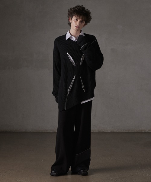 GRANCY】ZipDesign Asymmetry Knit / ジップデザイン アシンメトリー