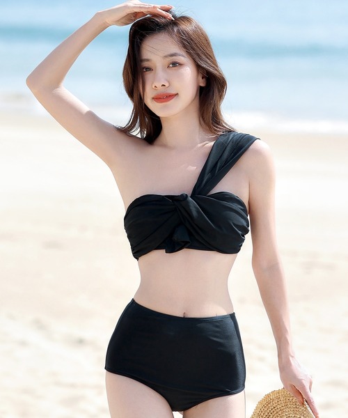 セール】レディース水着 リボンライクワンショルダーバンドゥビキニ