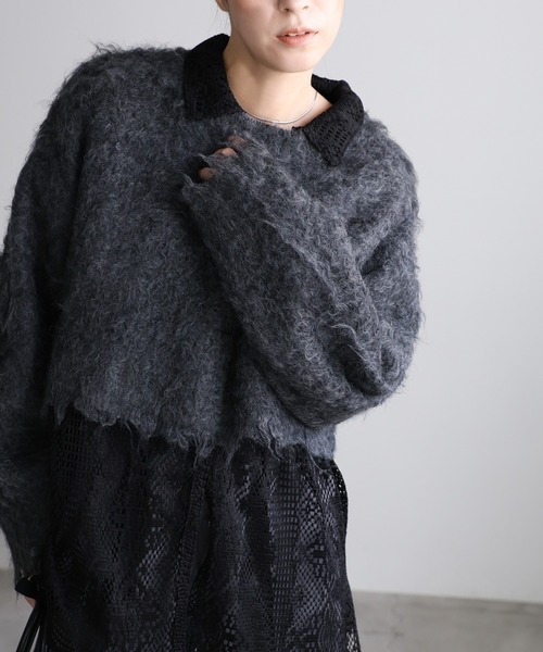 セール】シャギークロップドニットトップス（ニット/セーター