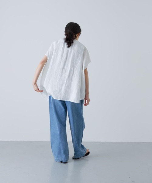 かぐれ（カグレ）の「リネンフリルフレンチワイドシャツ（シャツ