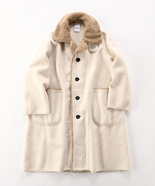 45R（フォーティファイブアール）の「縮絨ニット×ボアのテントコート