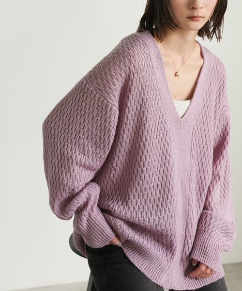 センターライン透かし編みニット（ニット/セーター）｜select MOCA