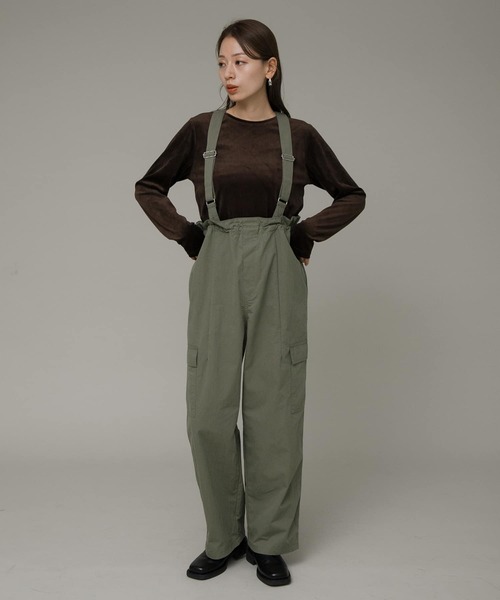 セール】サスペンダー付きカーゴパンツ（サロペット/オーバーオール