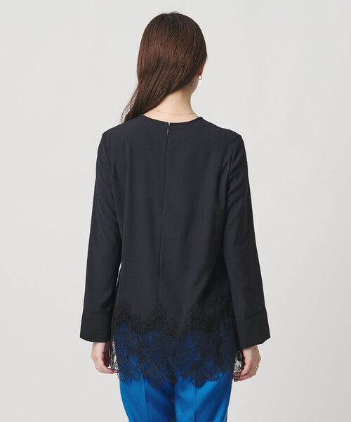 セール】バックサテン レースコンビ ブラウス ‐ウォッシャブル