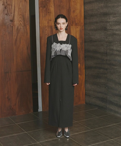 ピンストライプテーラードビスチェドレス / pinstripe tailored