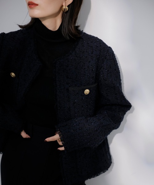 anuans（アニュアンス）の「パッチポケットツイードノーカラー