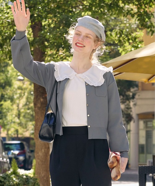 ボリュームスリーブ 2way フリルビッグカラーブラウス（シャツ