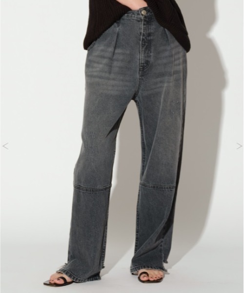 YENN（イエン）の「YENN タックワイドデニムパンツ グレー（デニム