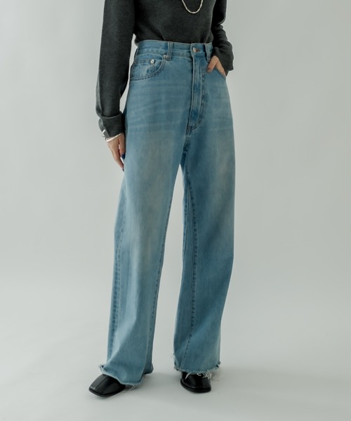 セール】カットオフワイドフレアデニム（デニムパンツ）｜mystic